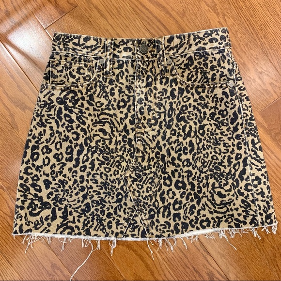 Madewell Rigid Denim A-Line Mini Skirt in Leopard size 25 - Picture 2 of 11
